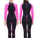 REALON Womens Wetsuit Full 3mm 2mm Neoprene Surfing Scuba Diving Snorkeling Swimming Suit (2mm Pink Full Suit, X-Small)