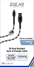 Zgear, Adaptive Fast Charger Wall Charger, 10 Foot Braided Sync, USB C