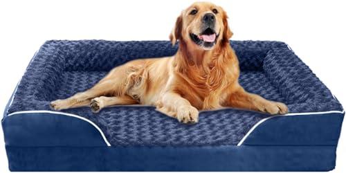 FERPOSH Orthopedic Dog Bed, Pet Sofa Bed with Removable Washable Cover, Waterproof Dog Bed, Anti Slip Bottom Dog Bed, Pet Sleeping Mat, 48" x 35", Tibetan Blue