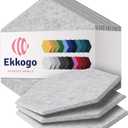 Acoustic Panels 12-Pack Soundproof Wall Panels 12"X10.4"X0.4" Sound Panels High Density Sound Dampening Panels - [Smoky White Hexagon]