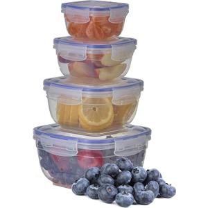 Superio Plastic Food Storage Container Set, BPA Free, Sealed Containers with Airtight Lids for Pnatry, Cupboard, and Fridge- Microwave and Dishwasher Safe (10) (4 Pack)