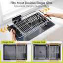 Expandable Stainless Steel Dish Drying Rack Over The Sink For Small Kitchen, Counter Space Saving Compact Metal Plate Drainer Strainer, Adjustable Hanging Inside Sink Rust Proof Wire Dryer Holder