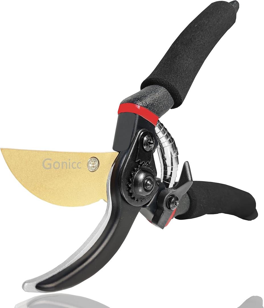 gonicc 8" Professional Premium Titanium Bypass Pruning Shears (GPPS-1003), Hand Pruners, Garden Clippers