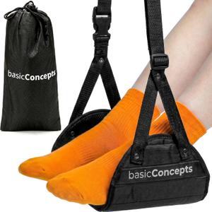 BASIC CONCEPTS Airplane Foot Hammock for Plane Travel Essentials - Airplane Travel Essentials, Long Flight Foot Rest - Plane Gadgets (1 pack)