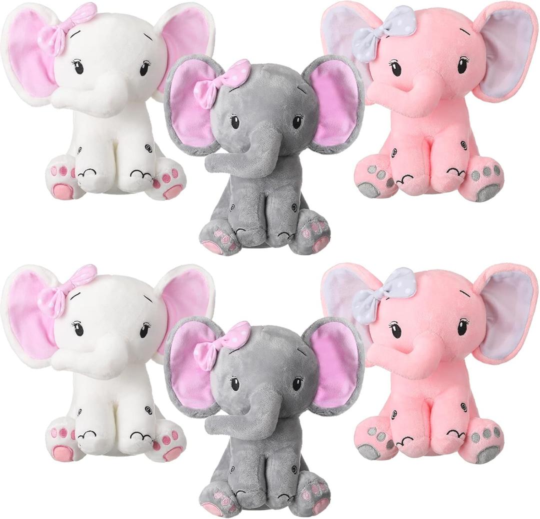 6 Pieces Elephant Stuffed Animals 8 Inch Big Ear Stuffed Elephant Animal Plush Toy Gift for Baby Shower Boys Girl, Woodland Nursery Bed Decor Birthday Party Supplies 6 Pieces Elephant Stuffed Animals 8 Inch Big Ear Stuffed Elephant Animal Plush Toy Gift for Baby Shower Boys Girl, Woodland Nursery Bed Decor Birthday Party Supplies