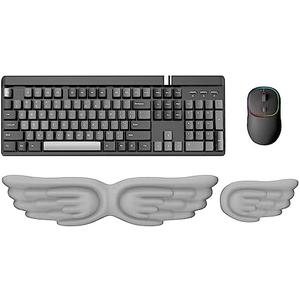 iCasso 2 in1 Keyboard Wrist Rest+ Mouse Wrist Rest Pad + Coaster, Non-Slip Rubber Base Cute Mouse Mat Made Easy Typing and Relieve Wrist Pain, Perfect for Gaming, Computer (PU-Gray)