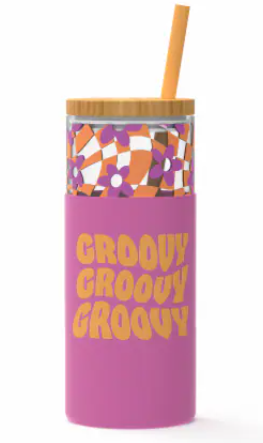 EcoVessel DH Glass Tumbler W/ Silicone Pink, 20 oz