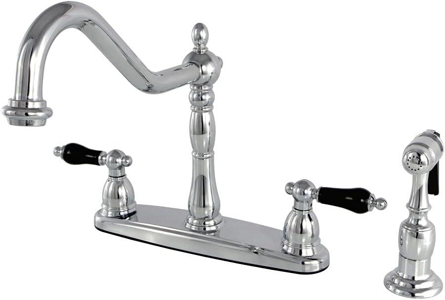 Kingston Brass KB1751PKLBS Duchess 8 inch Centerset Kitchen Faucet with Brass Sprayer, 8-5/8 inch In Spout Reach, Chrome
