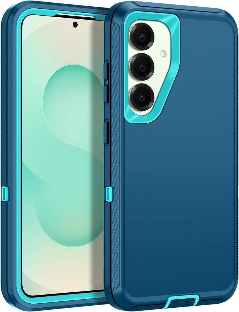 for Samsung Galaxy S25 Case Heavy Duty Protective Shockproof Dropproof 3-Layer Full Body Protection [Without Screen Protector] Tough Rugged Case for Galaxy S25,Turquoise