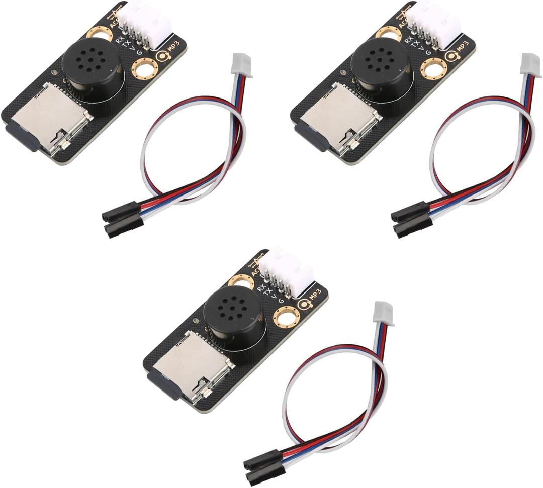 3PCS MP3 Decoder Music Player Module for Arduino/ESP32, 128M SD Card/Audio Amplifier, Easy-Plug Voice Broadcast Module, Audio Decoding Player, USB 5V Power Supply, Voice Prompts, Broadcast Device