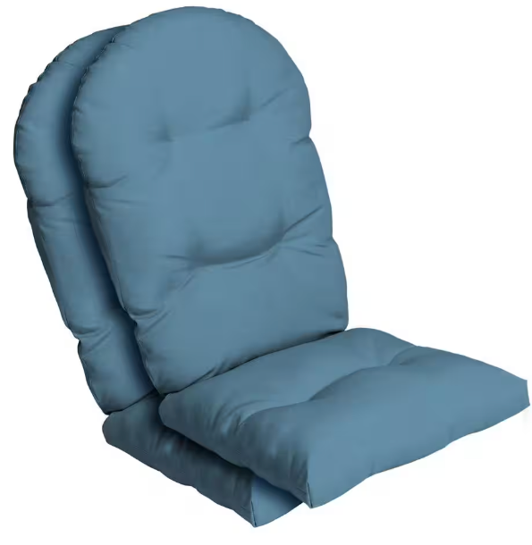 Arden Selections Outdoor Plush Modern Tufted Rocking Chair Cushion, Set of 2, 20 x 18, Water Repellent, Fade Resistant, Cushions for Adirondack and Rocking Chairs 20 x 18, French Blue Texture