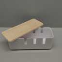 Cable Management Box by Baskiss, 12x5x4.5 inches, Wood Lid, Wire Organizer for Desk TV Computer USB Hub System to Cover and Hide & Power Strips & Cords