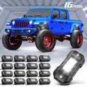 LED Rock Lights White 16 pods for Car Truck SUV Offroad Boat Trail Rig Lamp Super Bright Pure White Waterproof LED Underglow Light for ATV UTV