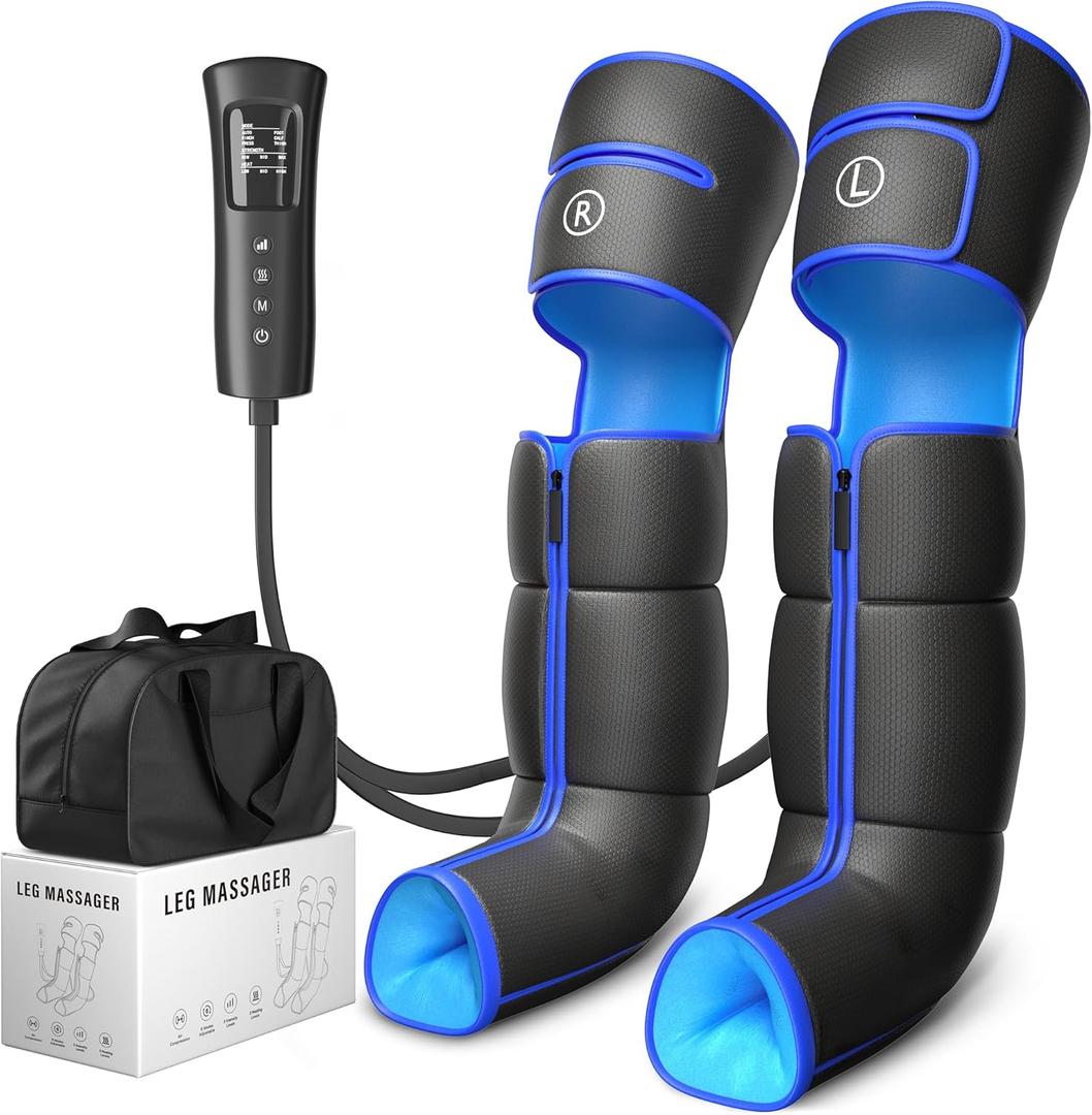 Leg Massager for Circulation and Pain Relief with Heat - Electric Air Compression Boots - Adjustable Modes Foot, Calf & Thigh Massage Machine, Gift for Her, Him, Dad, Mom (Small Size)