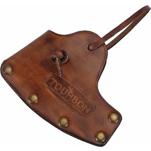 TOURBON Leaher Axe Head Sheath Protect Cover with Leather Adjustable Strap (Vintage Brown)