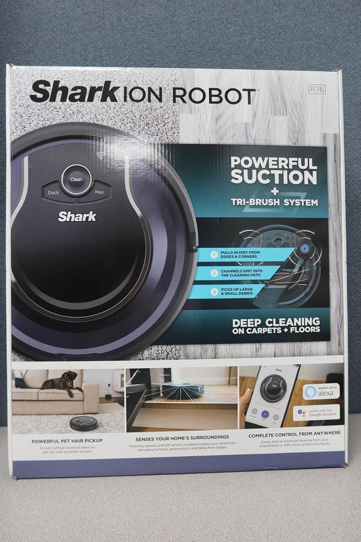 Shark ION Robot Vacuum RV761 with Wi-Fi and Voice Control, 0.5 Quarts, in Black and Navy blue