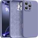 Ktele Magnetic For iPhone 16 Pro Max Case [Compatible With Magsafe] [Premium Silicone Satin-Smooth Touch] Slim Shockproof Anti-Scratch Microfiber Lining Case, 6.9 Inch, Lavender Grey