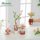Hewory Small Ribbed Glass Bud Vases Set of 8 Amber Flower Vase Centerpieces - Modern Minimalist Cute Mini Decorative Bulk Vases for Wedding Bridal Shower Birthday Party Events Dining Room Table Decor