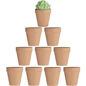 Fcacti 4 Inch Terra Cotta Pots with Drainage - 10 Pack Small Terracotta Pots for Tiny Cactus Herb lithop, Clay Flower Pots, Great for Plants, Crafts, Wedding Favor
