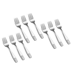 Pimoys 9 Pieces Toddler Forks Kids Fork, Kids Silverware Stainless Steel Childrens Safe Flatware Metal Baby Utensils Set Small Forks for Self Feeding, Dishwasher Safe