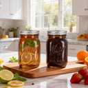 SUT Amber Wide Mouth Mason Jars 32 oz,9 Pack Quart Mason Jars With Airtight lids and Bands,Canning Jars 32 oz for Preserving,Meal Prep,Overnight Oats,Fermenting