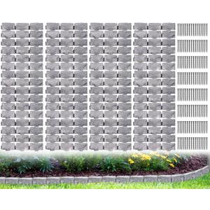 Landscape Edging Garden Edging Border Faux Stone Edging,91FT x 2.75 in Tall Decorative Stone-Look Garden Border for Flower Bed Edging,Yard Edging,Lawn Trees and Gardens,with Anchoring Spikes,Gray