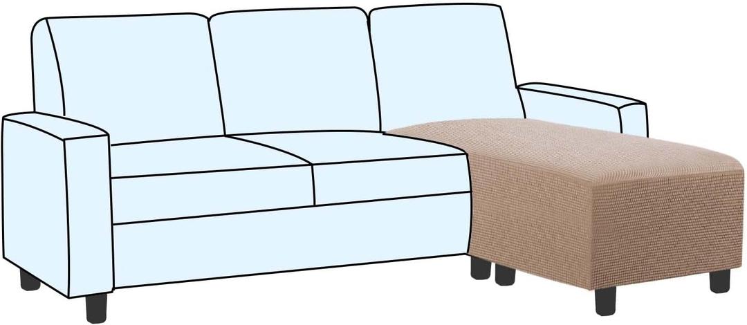 H.VERSAILTEX Ottoman and Sofa Seat Cushion Combined Cover Slipcover Rectangle Sofa Slipcover Fit Length 56"-75" Suitable for L Shaped Seat Cushion Cover or Chaise Part Cover Stretch Thick Soft - Sand