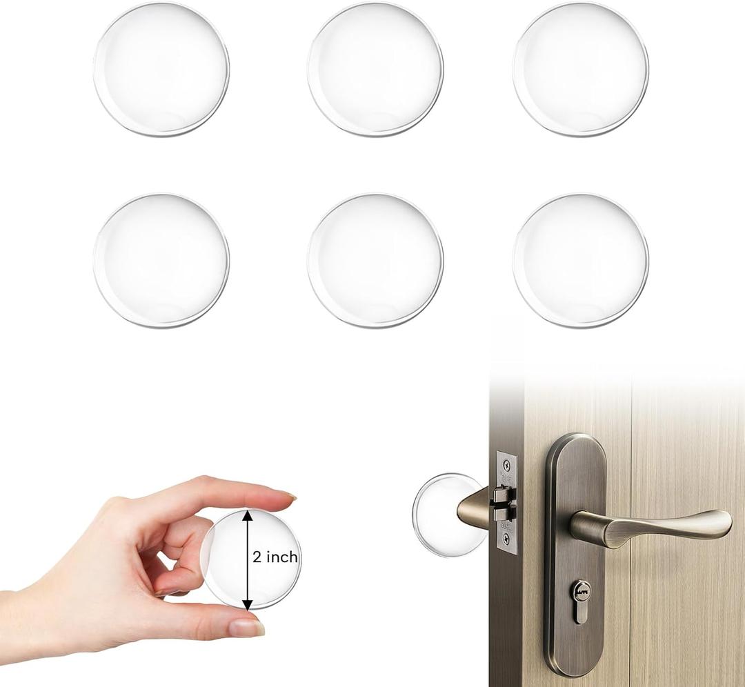 Door Stoppers - Medium 2" (6 PCS) - Strongest Wall Door Handle Stopper - Guard Door Knob Wall Protector Silencer, Self Adhesive- Protects Every Wall Surface - Transparent