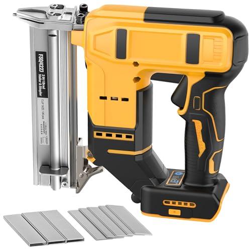 Electric Nail Gun for De-Walt 20V Battery, 18 Gauge 2 in 1 Brad Nailer Cordless，Brushles Staple Gun with 1000pcs Nails and 1000pcs Staples Included for Home Improvement, DIY (No Battery)