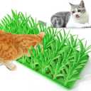 Palksky Silicone Grass Mat for Cats, Slow Food Cat Grass Mat for Indoor Cats, Foraging Snuffle Mat for Dog/Cat, Interactive Enrichment Cat Mat, green