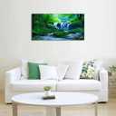 NINEASO Green Forest Waterfall Painting Canvas Print 20'x40' Wall Art for Living Room Bedroom Office Home Wall Decoration