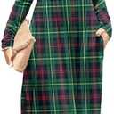 DB MOON Women Casual Long Sleeve Dresses Empire Waist Knee Length Loose Dress with Pockets, XL