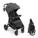 Gromast Baby Stroller with Detachable Snack Tray, Oversized Seat for Newborn to 4 Years, One-Hand Fold Travel Stroller w/Big Wheels, Adjustable Backrest, UPF 50+ Canopy & Cup Holder - Gray