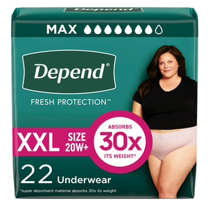 Depend Fresh Protection Adult Diapers, Incontinence & Postpartum Bladder Leak Underwear for Women, Disposable, Maximum, ExtraExtraLarge, Blush, 22 Count