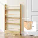 4 Tier Behind The Door Bookshelf, Space Saving Behind The Door Bookcase Wooden Kids Book Shelf for Bedroom Living Room Study White (120 * 70-Wood)
