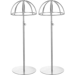 uxcell Metal Hat Display Stand 2 Pack Adjustable Tabletop Hat and Wig Rack Holder for Baseball Cap, Fedora Hat, Cowboy Hat - Silver