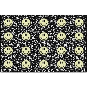 Flagship Carpets Smiley Faces Sit Spots on Composition Book Paper Educational Area Rug for Kids Room, Children's Classroom Rug for Teaching and Playroom, 5' X 7'6" - Yellow