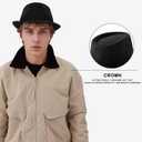 Jnxuoq Short Brim Fedora Hat for Women & Men Classic Bowler and Gangster Style Wide Brim Felt Hats Vintage Black Top Hat (Black)