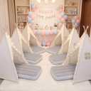 Wilwolfer 6 Pack Kids Teepee Tent Bulk with Inflatable Airbed & Light, Natural Toddler Play Tent for Girls Boys Indoor Sleepover Slumber Party Birthday Gifts (White)