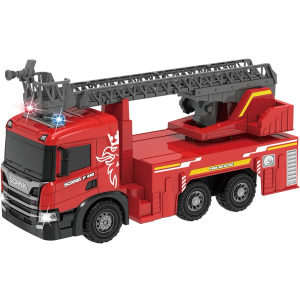 Extra Large Fire Truck Toys, Scania 20" Fire Engine Trucks with Rotating Rescue Ladder Lights and Sounds Friction-Powered Vehicle Toys Car for Boys
