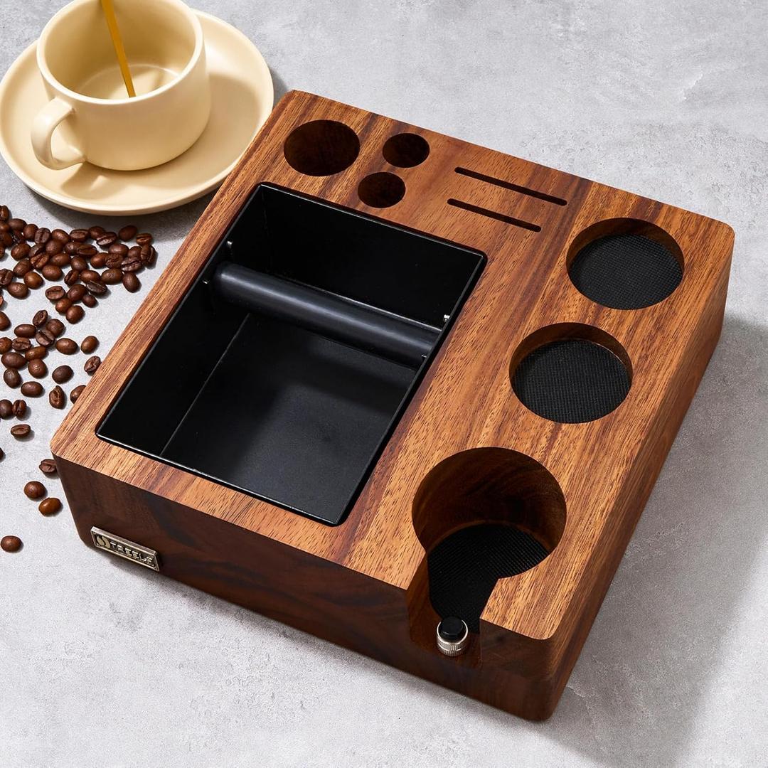 Espresso Knock Box, Tamping Station 58mm for Breville Machines | Barista Workstation with Tamper, Distributor, Normcore Counter Organizer, Portafilter Holder & Multi-Accessory Storage