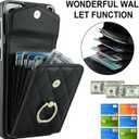 Asuwish Phone Case for Samsung Galaxy S21 5G 6.2 inch Wallet Cover with Tempered Glass Screen Protector and Wrist Strap Ring RFID Blocking Credit Card Holder Leather Cell S 21 21S G5 Women Girls Black