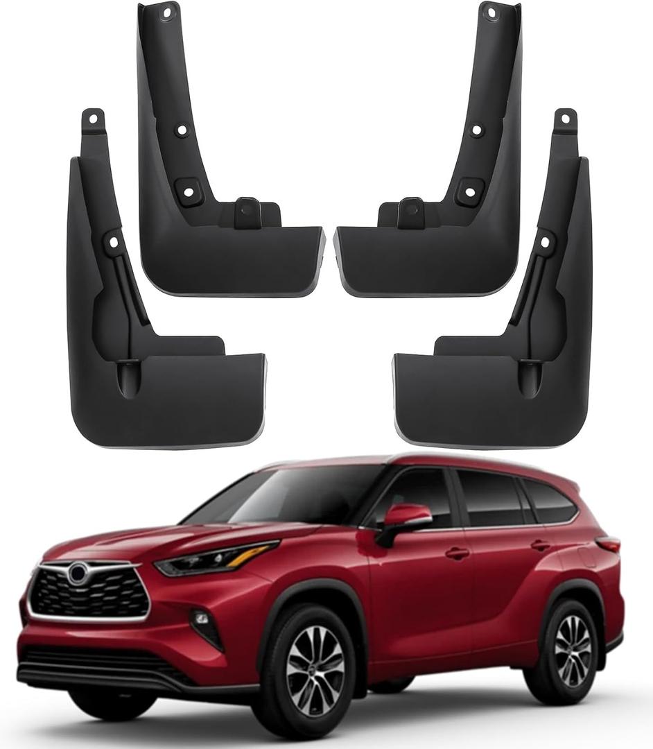 Mud Flaps Fit for Toyota Highlander 2020-2025, Not for Grand Highlander, Splash Guards Wheel Tire Protector, Mudguards Mudflap Mud Guards for 2021 2022 2023 2024 Highlander (4PCS- Rear & Front)