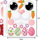 7 x 40 PCS Happy Easter Door Stickers Decor - Bunny, Easter, Flowers - Pink, Cartoon Style - Waterproof - Indoor Use - Door, Window, Refrigerator Decor
