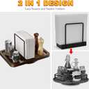 Gomyrod Napkin Holder for Table, Rotating Metal Napkin Dispenser with Salt and Pepper Shakers Caddy Standing Paper Towel Holder for Bathroom Kitchen Dining Table Decor Not Including Shakers