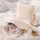 2 Pcs Small Travel Jewelry Case Bridesmaid Gift for Bachelorette Wedding Day, Mini Jewelry Pouch Organizer Bag with Zipper, Portable Waterproof Velvet Jewelries Bag for Rings, Necklaces (Beige)