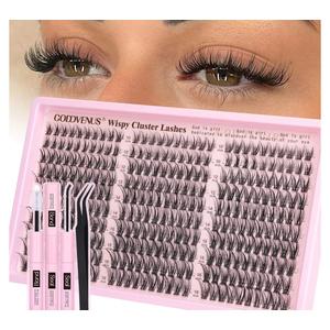 Lash Clusters Kit Wispy Eyelash Clusters Lashes Natural DIY Lash Extension Kit 10-16mm Cluster Eyelash Extensions Kit 300pcs C Curl Individual Lashes Cluster Eyelash (With Tweezers)