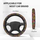 Hippie Flower Steering Wheel Covers Universal Fit 15 Inches Neoprene Anti-Slip Car Wheel Protector for Women Girls