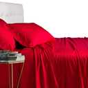 Royal Tradition Viscose from Bamboo Bed Sheets, Queen, Solid Red, Super Soft and Cool 4PC Sheet Set - Queen Set