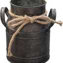 Rust Paint Flower Vase, Rustic Galvanized Metal Milk Can BucketPrimitives Jug for Home Garden Shop Decor